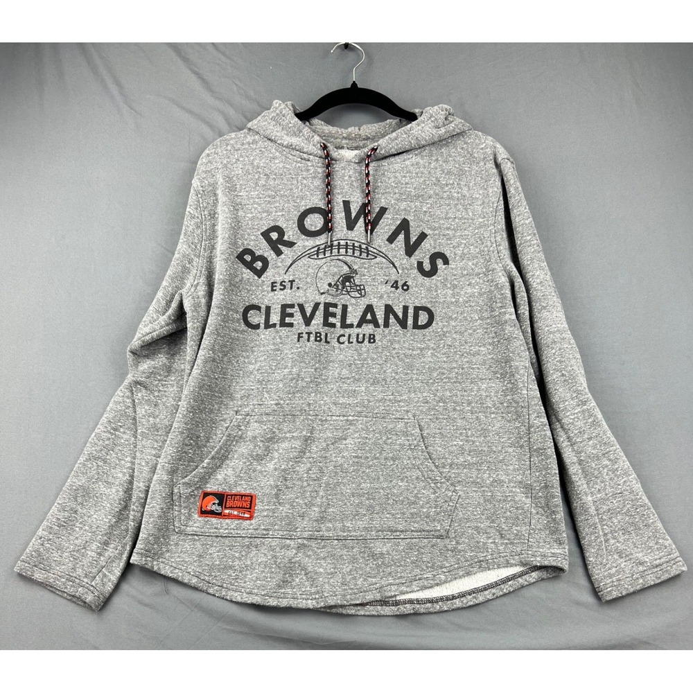 Cleveland Browns Hoodie Men Large Gray NFL Football Club Pullover Sweatshirt Exc